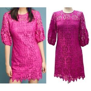 ❗️SOLD❗️NWOT Shoshanna Anthropologie Amelia Lace Eyelet Hot Pink Dress Size 2